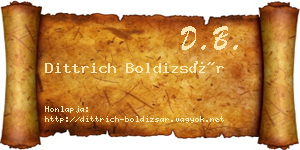 Dittrich Boldizsár névjegykártya